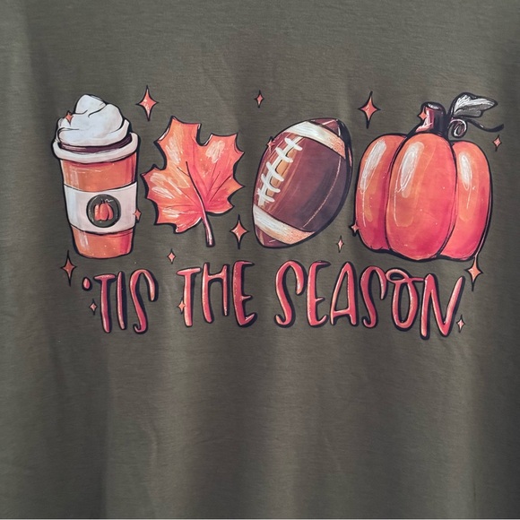 New! Are You Ready For Some Football Fall Pumpkins Latte Green T-shirt 2X - Picture 1 of 5